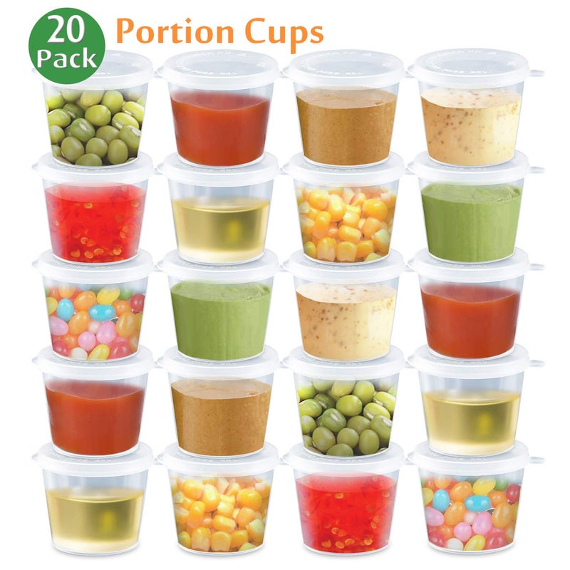 Enther Meal Prep Containers [20 Pack] 36oz 3 Compartment with Lids, Food Storage Bento Box with Souffle Cups BPA Free/Reusable/Stackable, Microwave/Freezer/Dishwasher Safe, Portion Control Black - Image 2